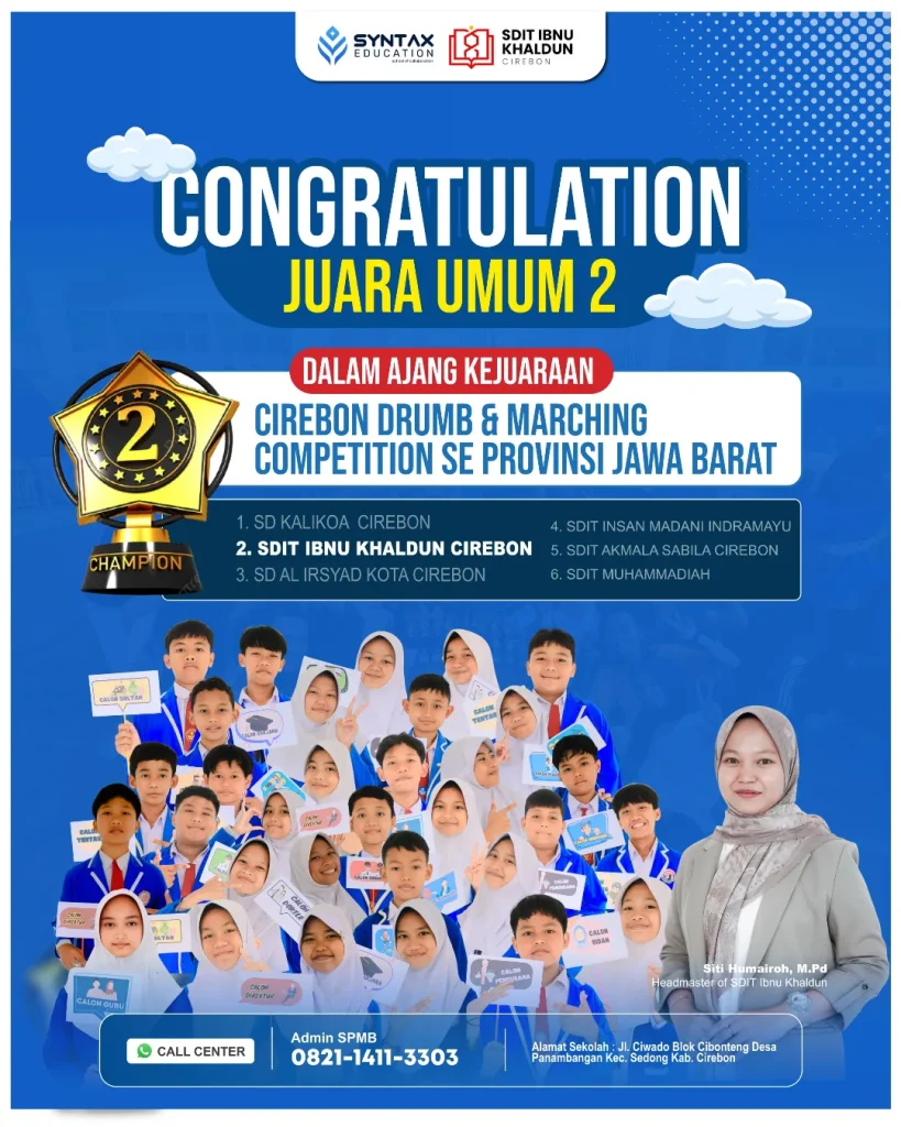 ≡ƒÄë Selamat & Sukses! ≡ƒÄëSDIT Ibnu Khaldun Cirebon dengan bangga mengumumkan Juara Umum 2 dalam a